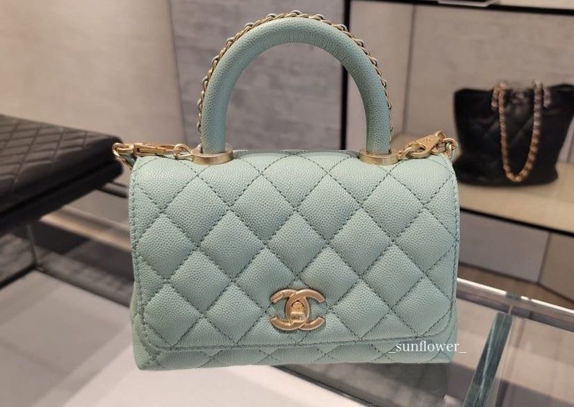 シャネル 23P ハンドルチェーン ココハンドル ミニ グリーン (CHANEL