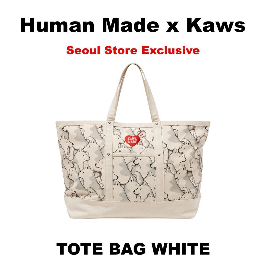 Human Made x Kaws】 Tote Bag White - Seoul Store Exclusive (HUMAN