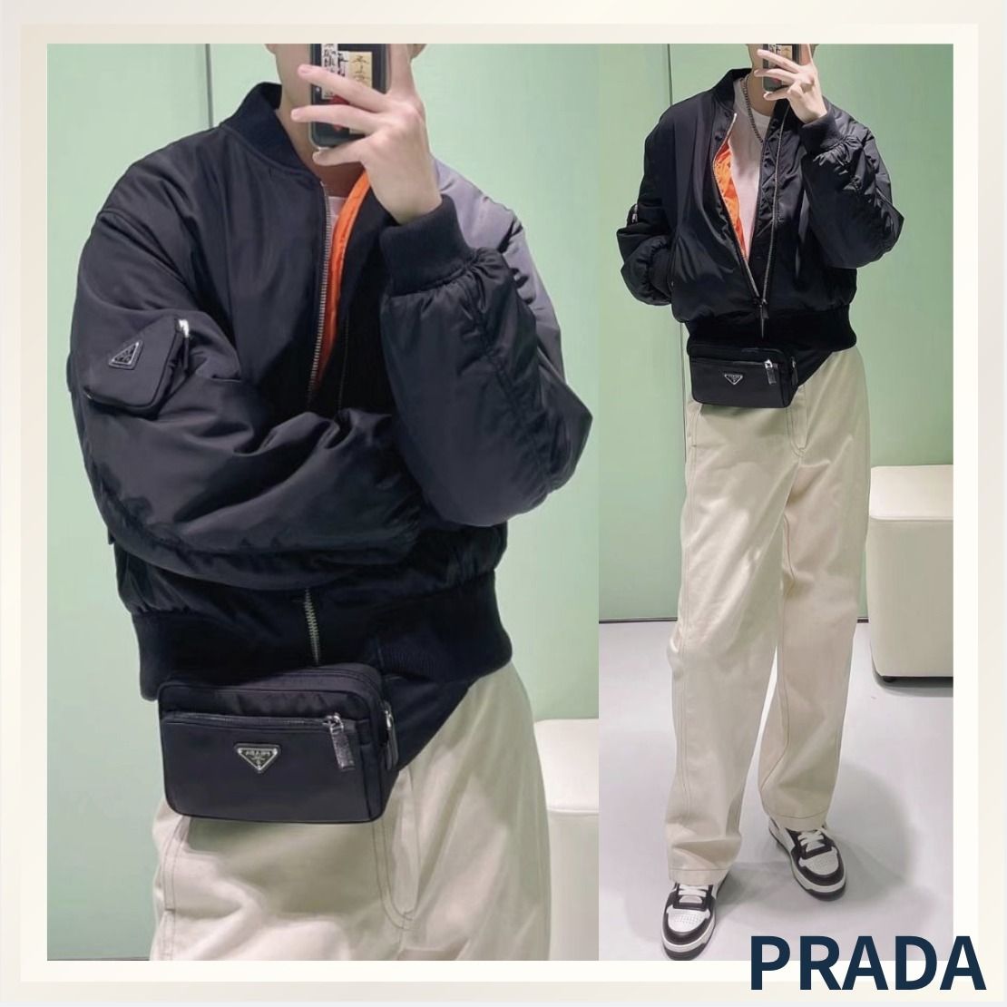 トライアングルポケット☆PRADA☆Re-Nylonボンバージャケット (PRADA