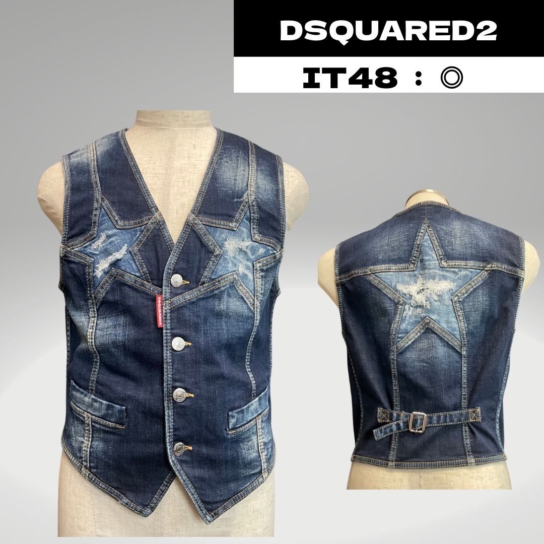 すぐ届く）DSQUARED2 スター デニムベスト (D SQUARED2/ベスト・ジレ