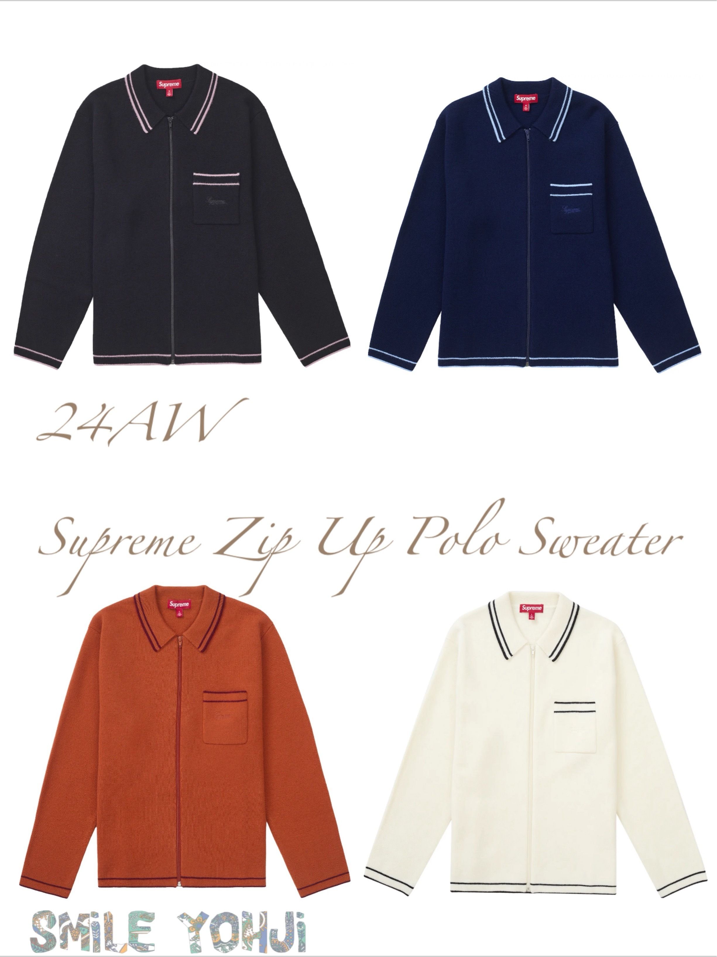 ☆24AW WEEK5☆Supreme Zip Up Polo Sweater (Supreme/ポロシャツ