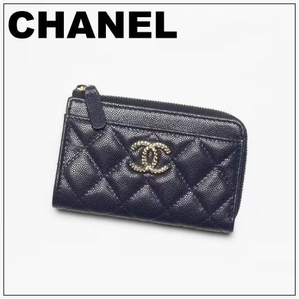 CHANEL 24K《希少！ネイビーカラー♪》ジップカードケース (CHANEL