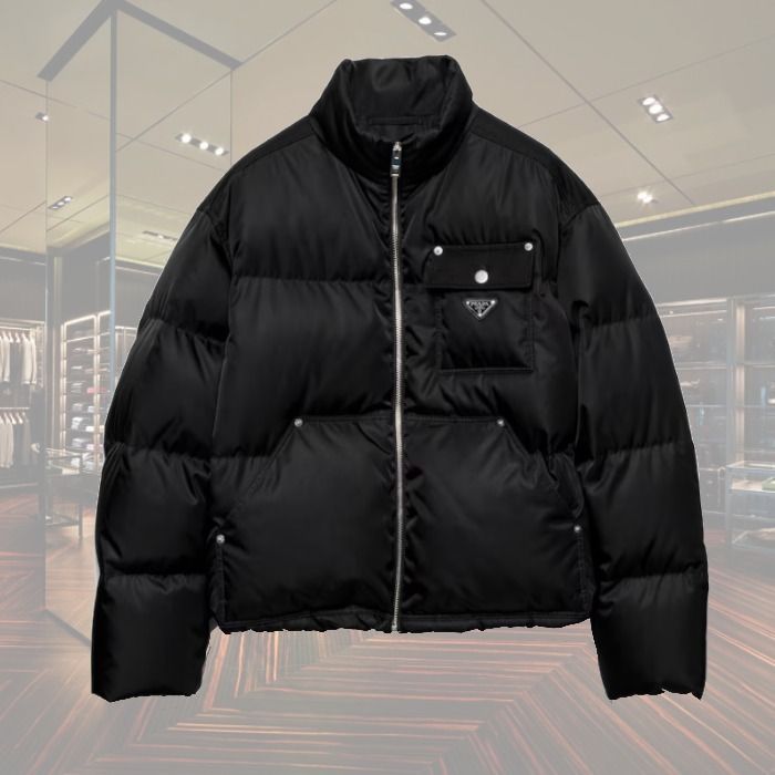 24AW】クロップド Re-Nylon ダウンジャケット◇プラダ◇人気 (PRADA