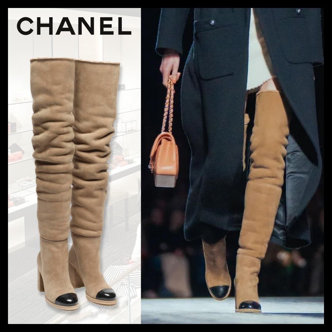 暖かさも美脚も手に入れる♪】CHANEL ニーハイブーツ ムートン (CHANEL