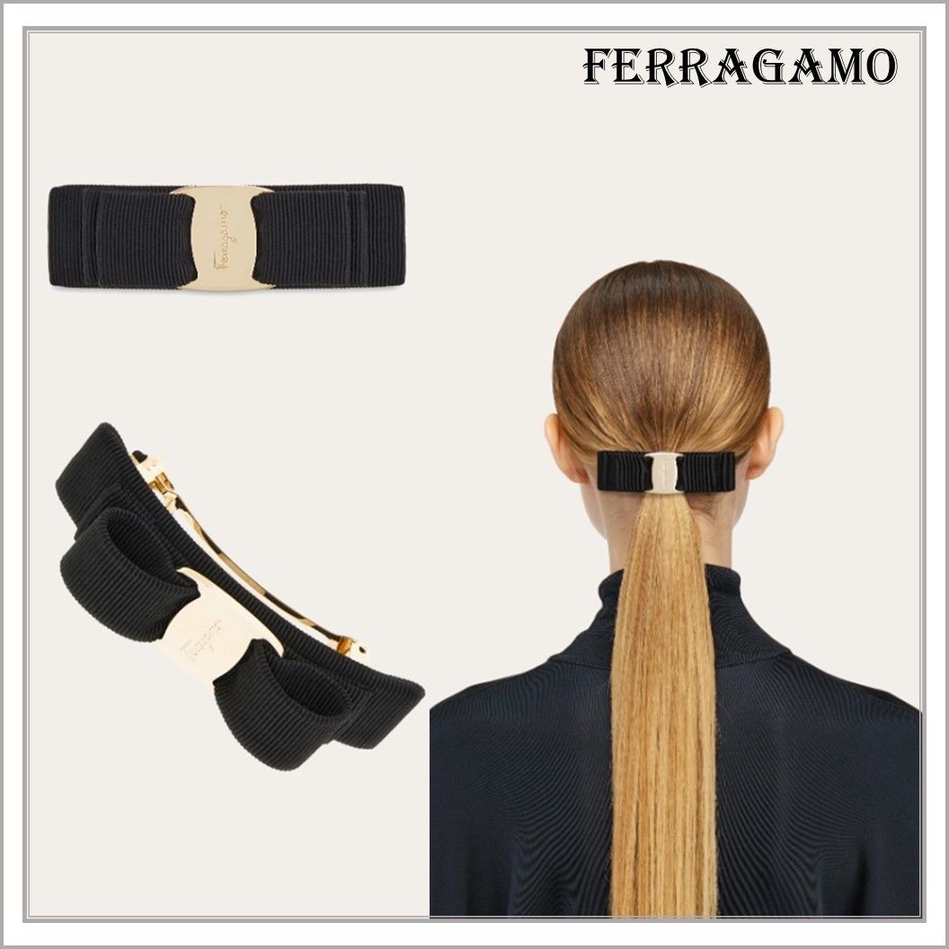 関税込】◇Ferragamo フェラガモ◇ロゴ バレッタ (FERRAGAMO/ヘア