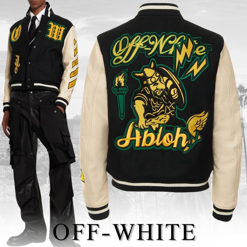 OFF-WHITE オフホワイト グラフィック バーシティジャケット (Off