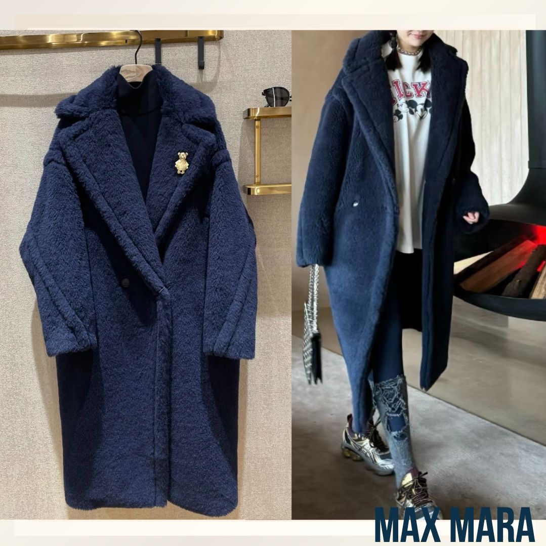 寒い季節の主役《Maxmara》TEDGIRL テディベアコート ネイビー (Max