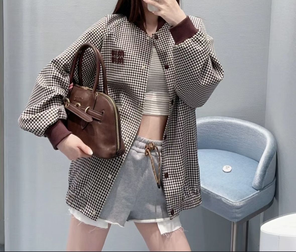 トレンドのチェック《Miu Miu》ギンガムチェックジャケット (MiuMiu