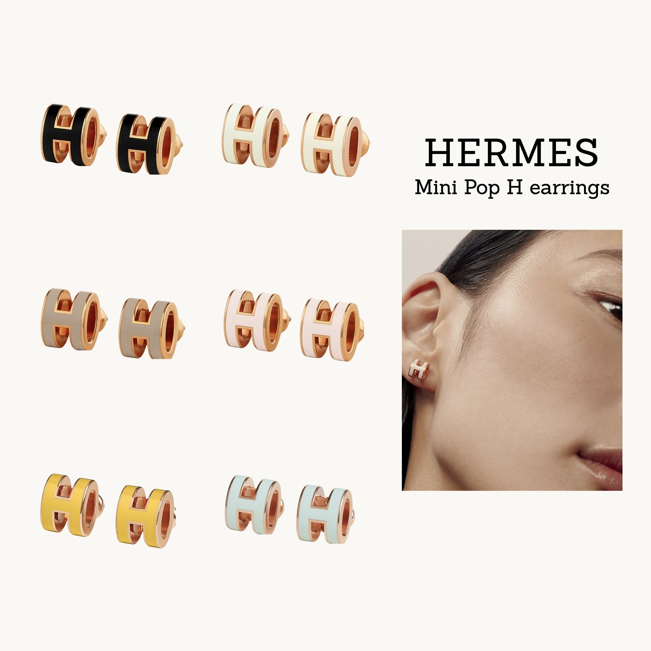 ◇HERMES◇ 大人気! Mini Pop H earrings ローズゴールド (HERMES