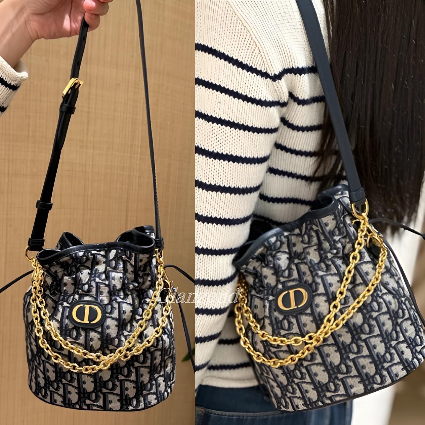 エレガント【Dior】オブリーク 30 Montaigne ミニバケットバッグ (Dior