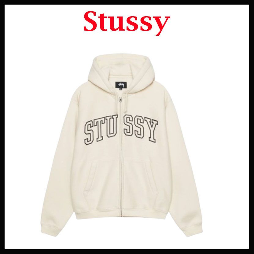 人気 ☆STUSSY☆ OUTLINE ZIP HOODIE IVORY (STUSSY/パーカー