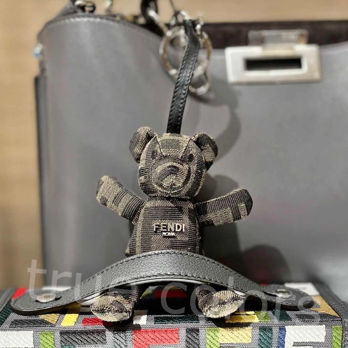 FENDI ブラウン FF ジャカード テディベア キーリング＊ギフトに