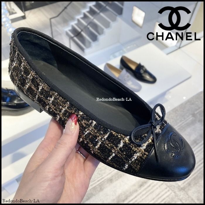 大人可愛い足元を演出】CHANEL☆バレーシューズ☆ツイード (CHANEL
