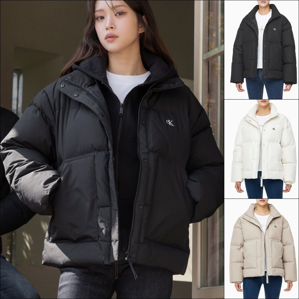 CK女性スタンドカラープッパーダウンショートジャンパー (Calvin Klein