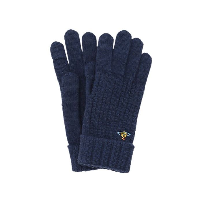 Vivienne Westwood】ウール ケーブル柄 五本指 ニット 手袋 (Vivienne