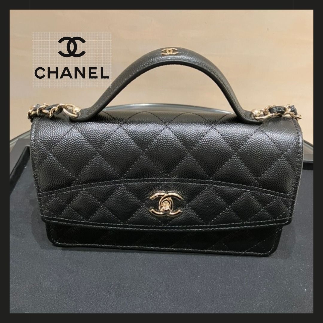 25C【関税なし】CHANEL チェーンウォレット ショルダーバッグ 黒