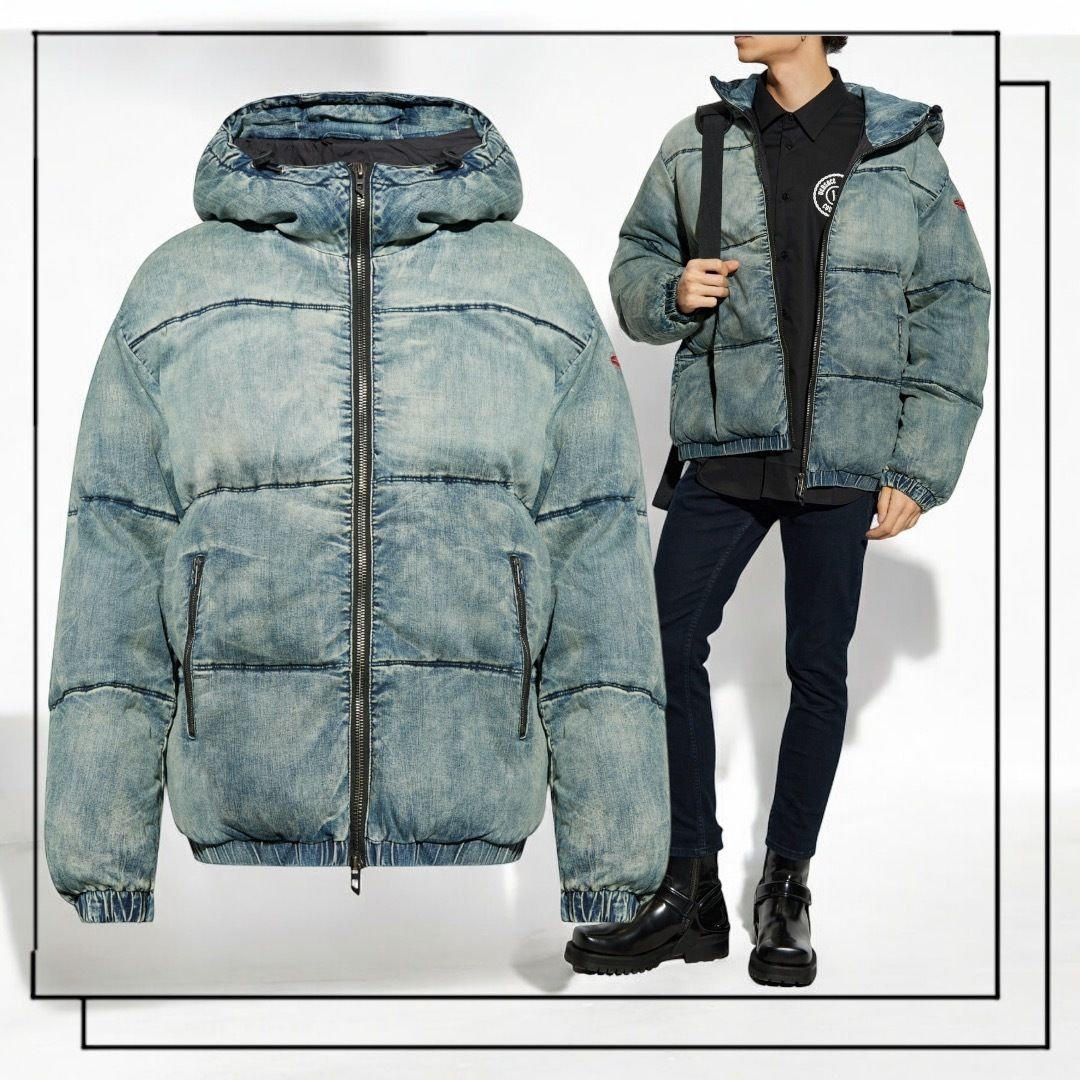 国内発】DIESEL W-Mons デニム パファージャケット (DIESEL/ダウン
