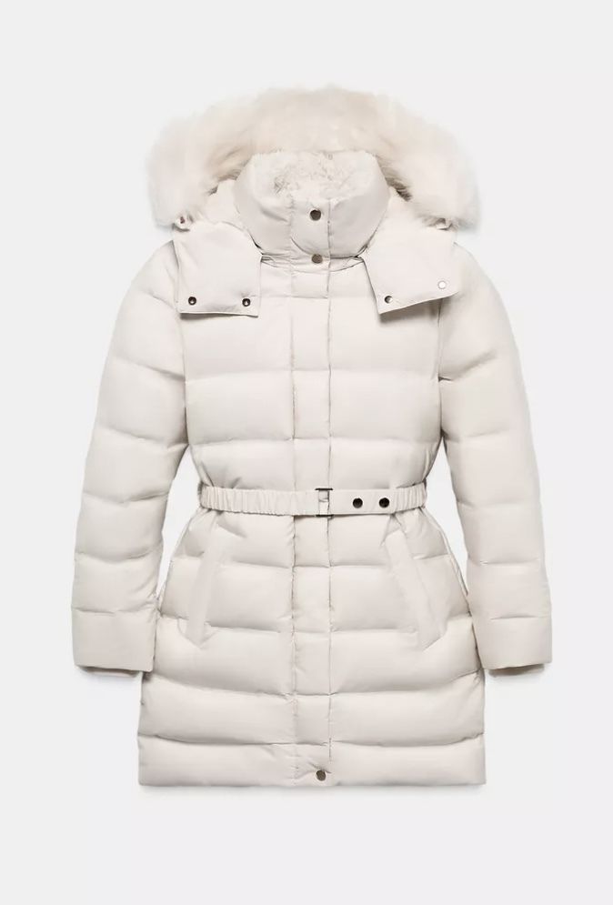 ZARA】WINDPROTECTIONセミロング丈フード付きダウンジャケット (ZARA