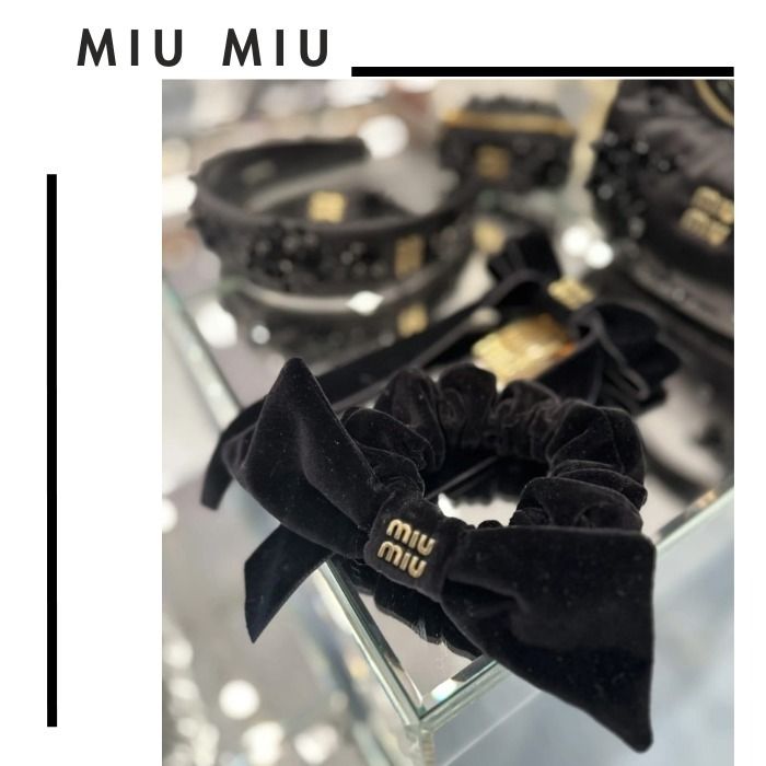 MiuMiu☆日本入手困難☆ロゴ リボン付き ベルベット シュシュ (MiuMiu