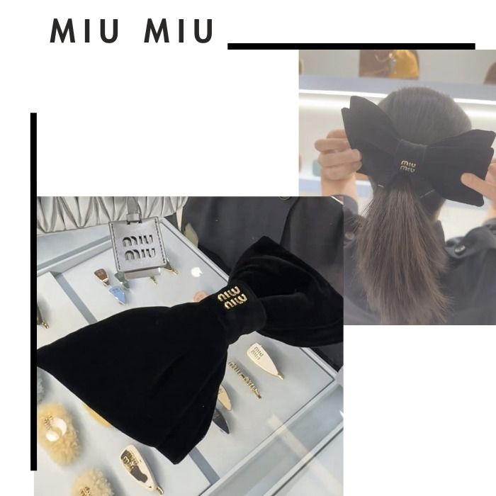 MiuMiu☆日本入手困難☆ロゴ ベルベットリボン ヘアアクセサリー