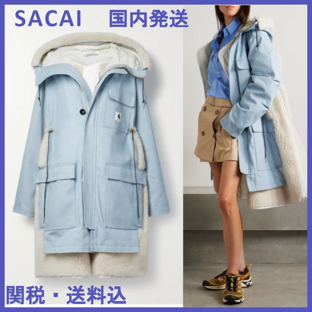 sacai×Carhartt ブルー モッズコート サイズ2 sacai×Carhartt ブルー