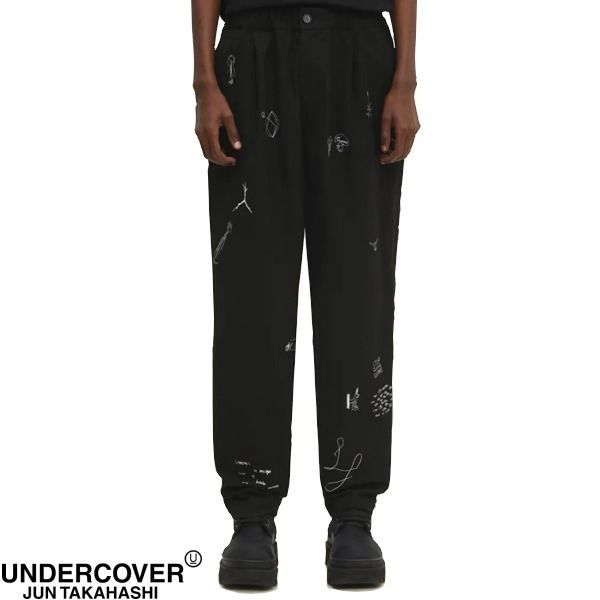 アンダーカバー グラフィックプリントジョガーパンツ ブラック
