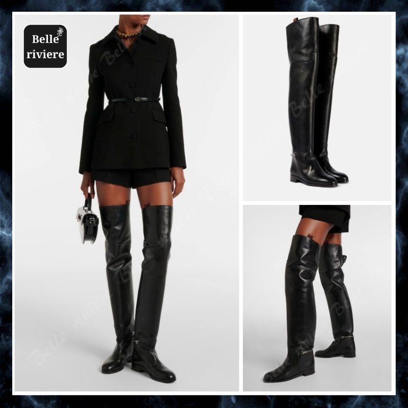 24AW new/GUCCI ホースビットレザーニーハイブーツ Boots Black (GUCCI