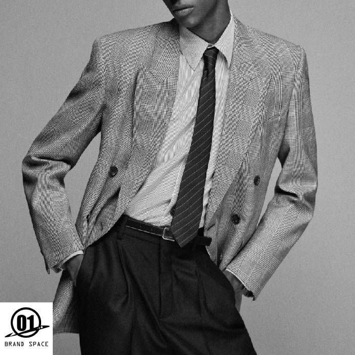 サンローラン 25SS ストライプ シルク ジャカード ネクタイ (Saint