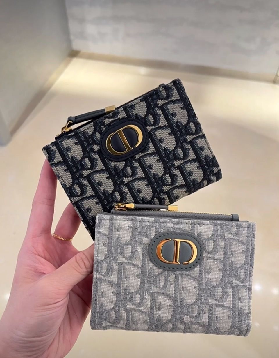新作】DIOR 30 Montaigne ダリアウォレット グレー＆ブルー (Dior