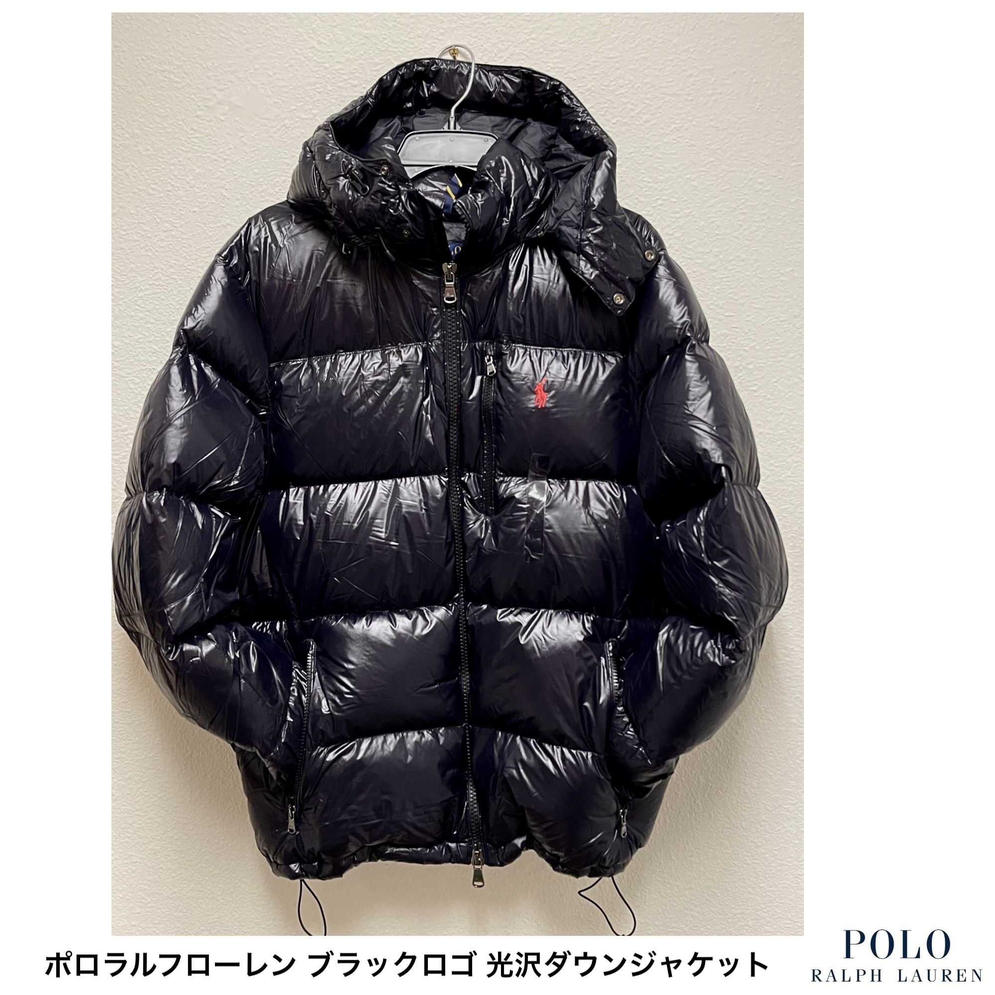 ポロラルフローレン] ブラックロゴ 光沢ダウンジャケット (POLO RALPH