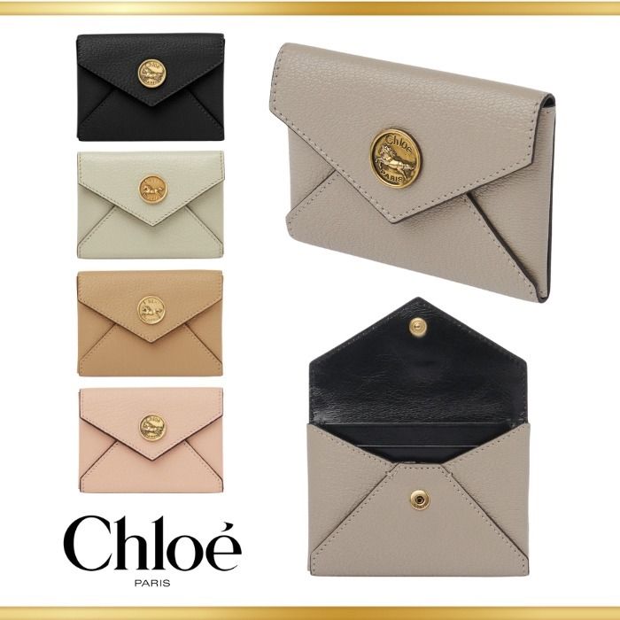 Chloe】グレインレザー製Envelopeカードホルダー オシャレ (Chloe