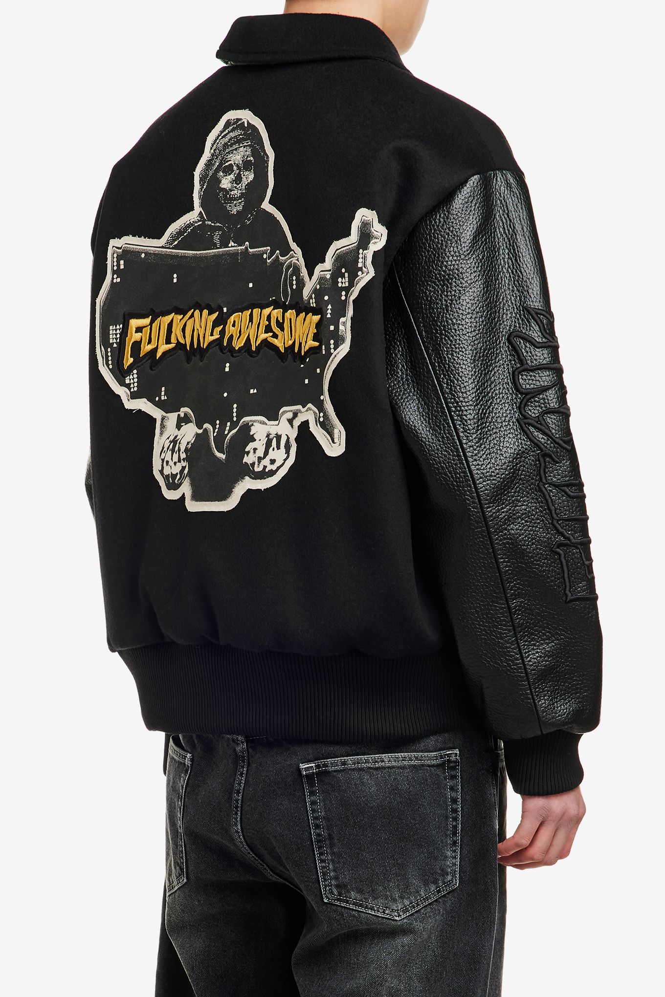 FUCKING AWESOME】FA LETTERMAN JACKET BLACK (HEESEUNG 着用