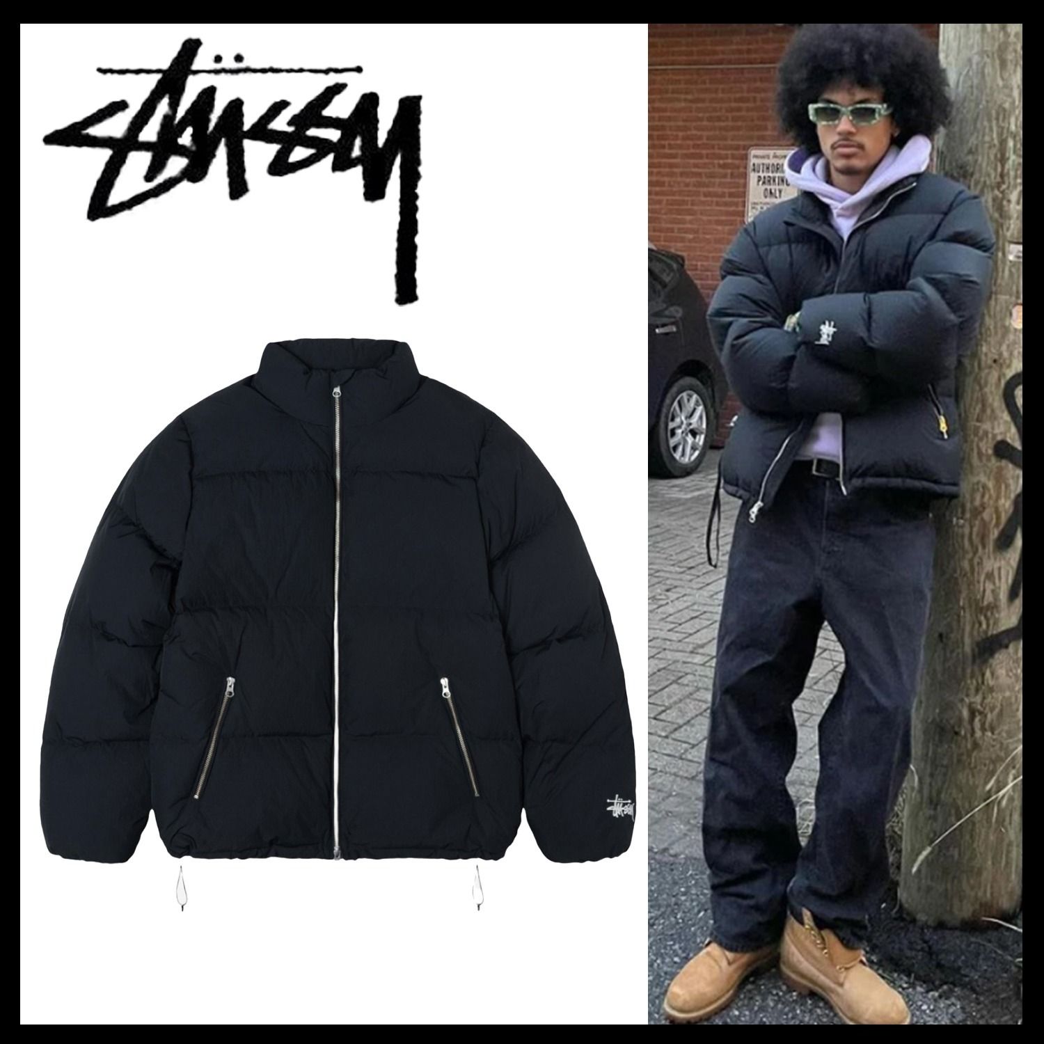 Stussy】 Down Puffer Nylon Black / 追跡付 (STUSSY/ダウンジャケット