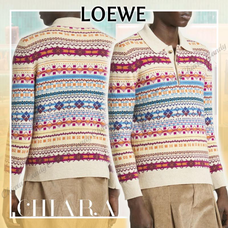 24AW NEW】LOEWE_men / ウール フェアアイル ポロセーター (LOEWE