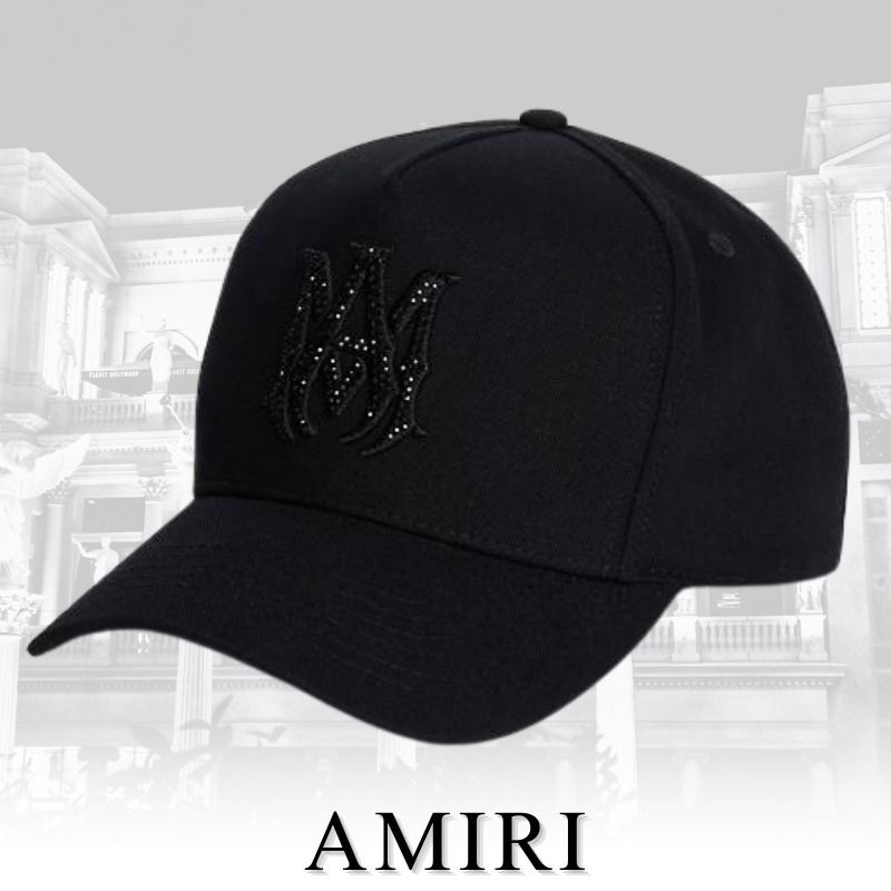 AMIRI コットンキャンバス キャップ MAロゴ クリスタル (AMIRI