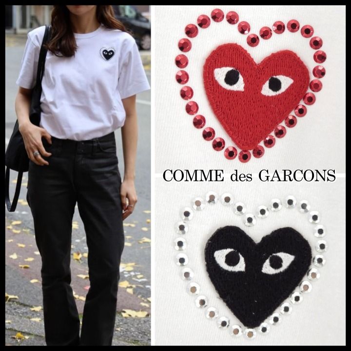 ◇PLAY COMME des GARCONS◇METALSTONE ラインストーン Tシャツ (COMME
