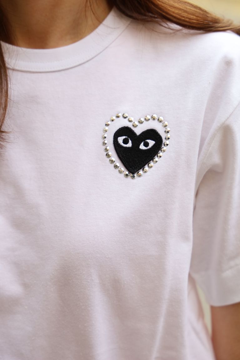 ◇PLAY COMME des GARCONS◇METALSTONE ラインストーン Tシャツ (COMME