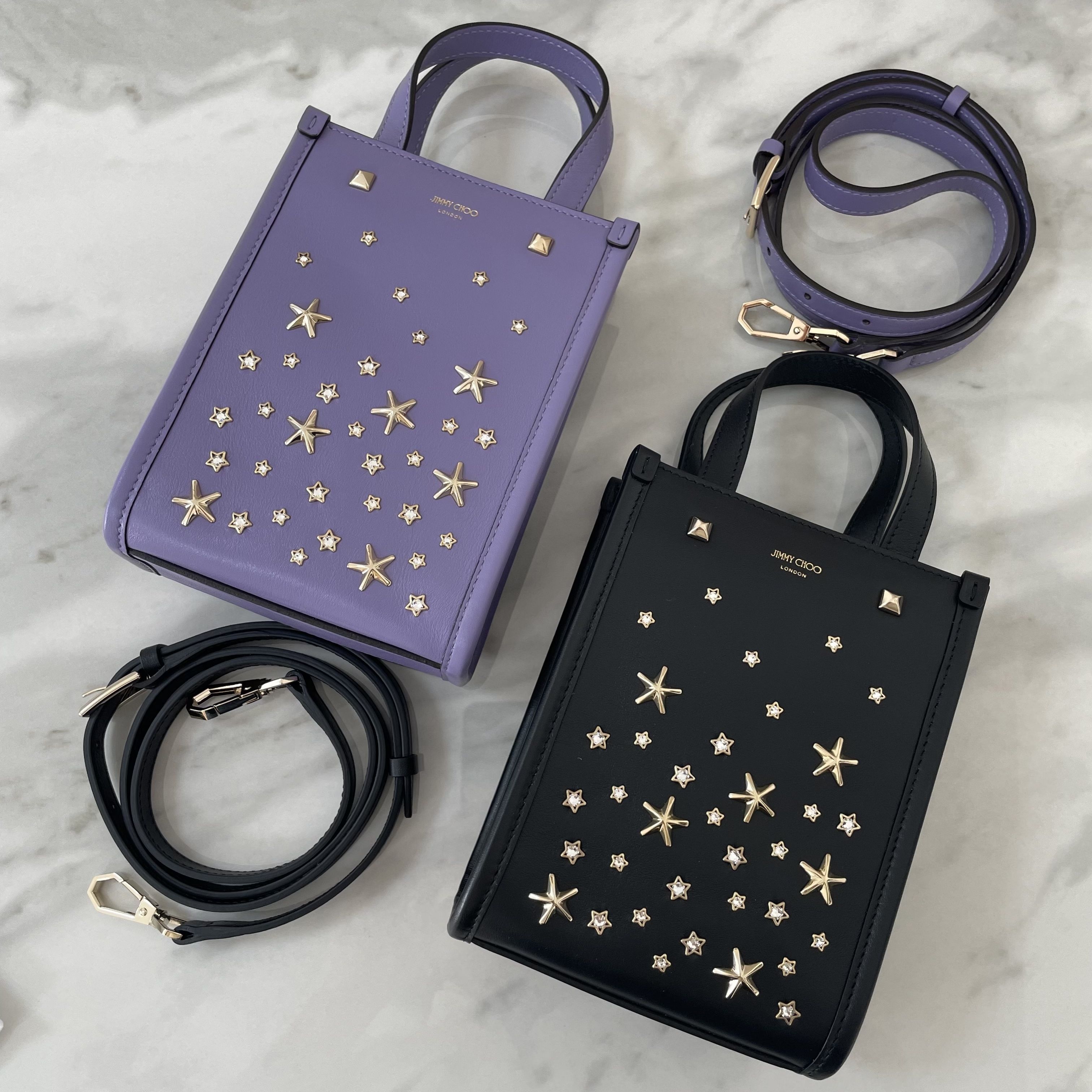 直営店購入 ジミーチュウ クリスタル スタッズ ミニトートバッグ