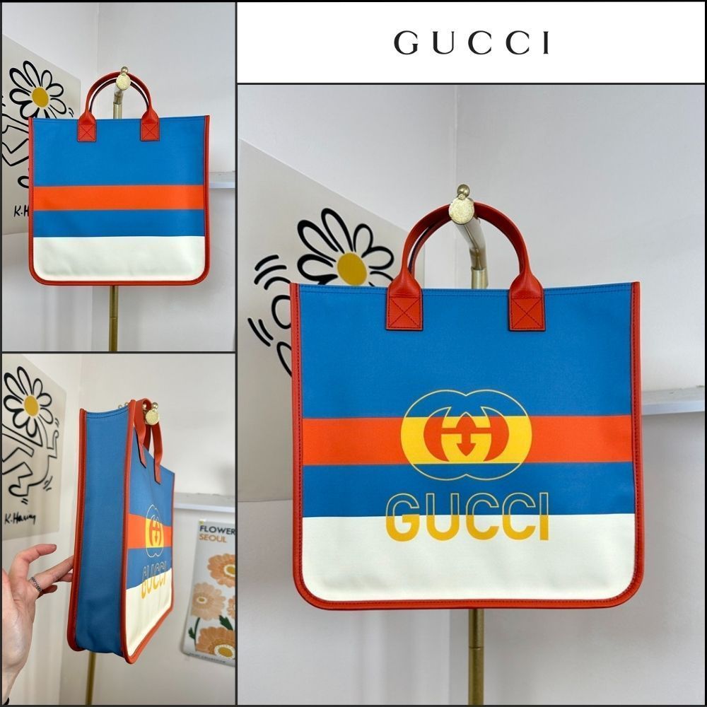 GUCCI】 ウェブ インターロッキング ロゴ スクエア トート (GUCCI