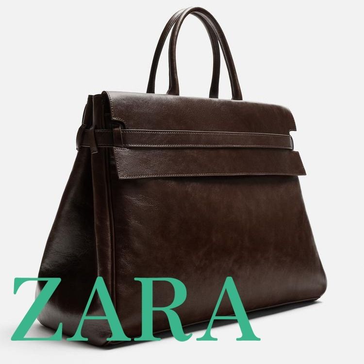 ZARA】レザーハンドバッグ ブラウン | 3321/520/700 (ZARA/ビジネス
