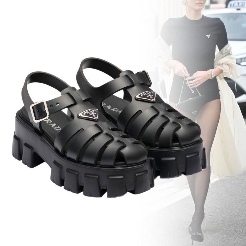 PRADA プラダ トライアングルロゴ モノリス ラバー サンダル (PRADA