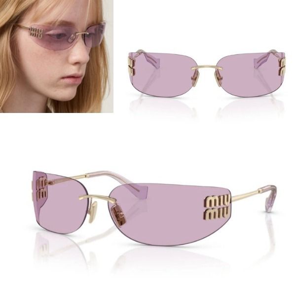 MIU MIU】ロゴ リムレス カラー サングラス 関税送料込み (MiuMiu