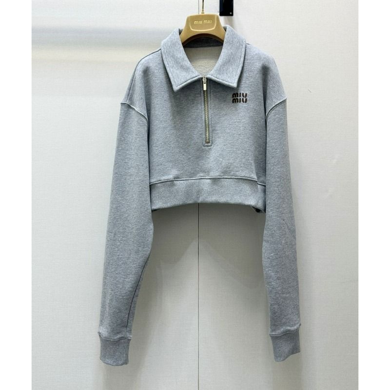 MiuMiu ミュウミュウ スウェットシャツ ハーフファスナー ロゴ (MiuMiu