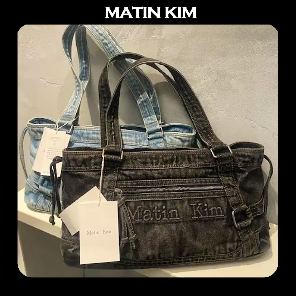 Matin Kim] MATIN WASHED DENIM SQUARE BAG (Matin Kim/ショルダー