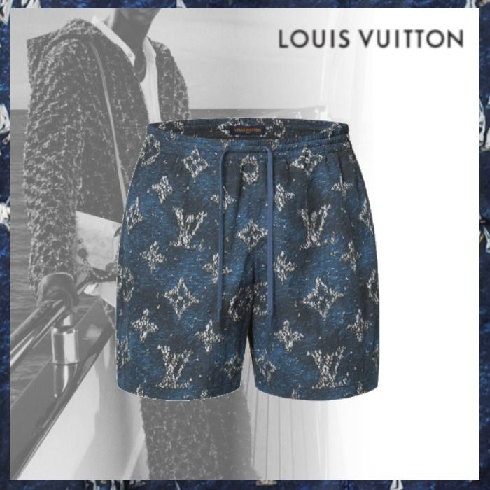 Louis Vuitton《プリントモノグラムスイムショーツ》ブルー 直営