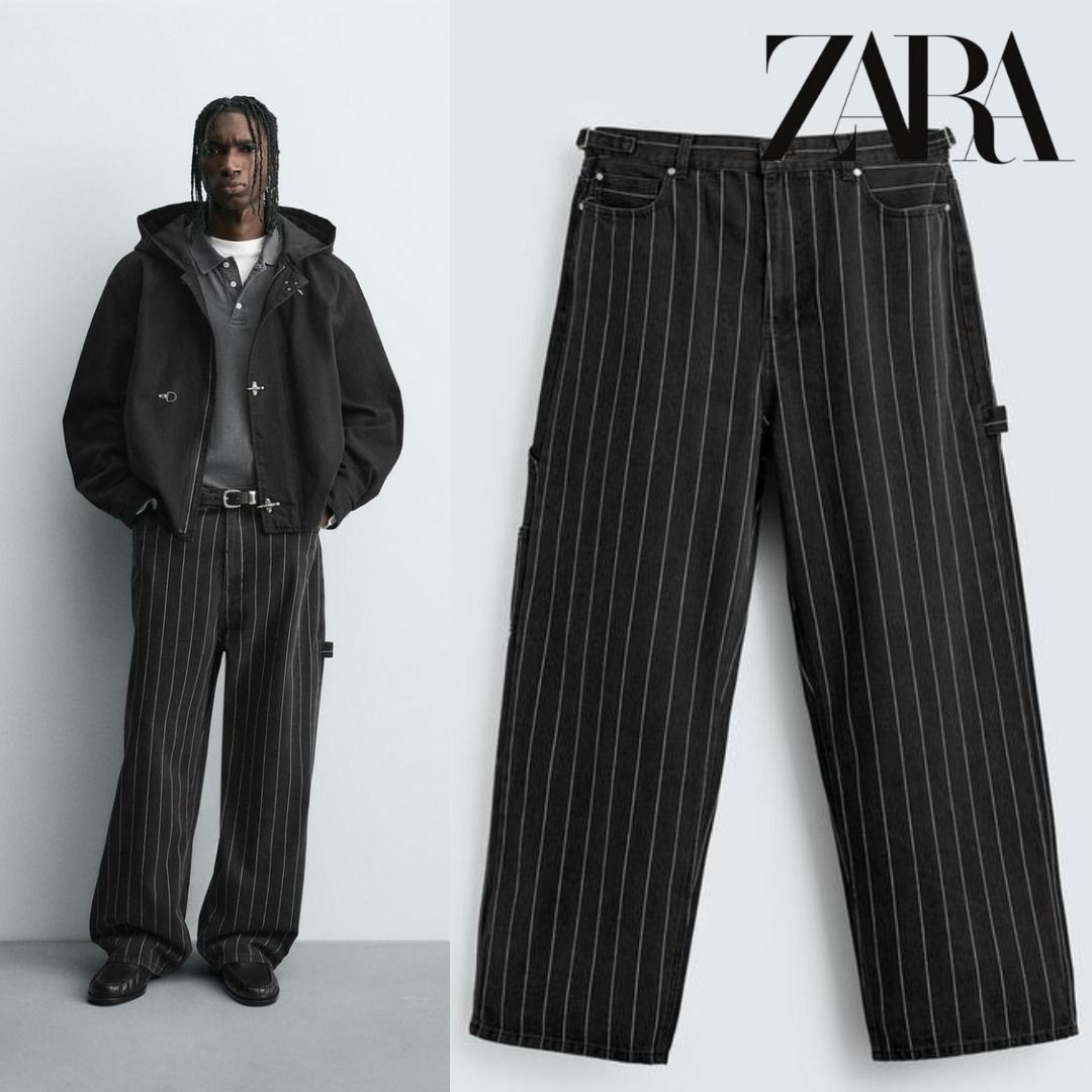 ZARA］ストライプ柄リラックスフィットパンツ (ZARA/デニム・ジーパン