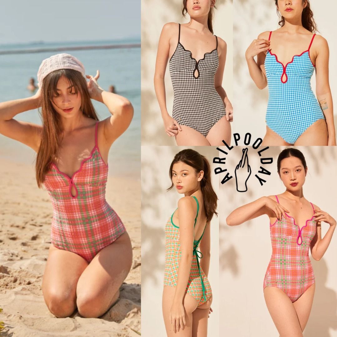 APRILPOOLDAY 日本未上陸 ギンガムチェックワンピース 水着 4色