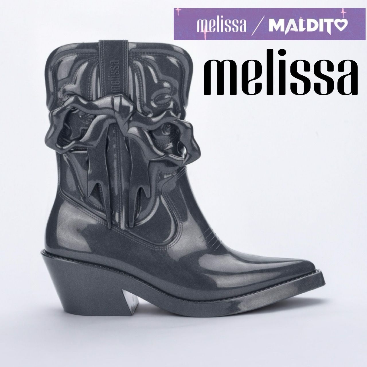 雨の日◎Melissa x Maldito Parisコラボ リボン付きブーツ (Melissa