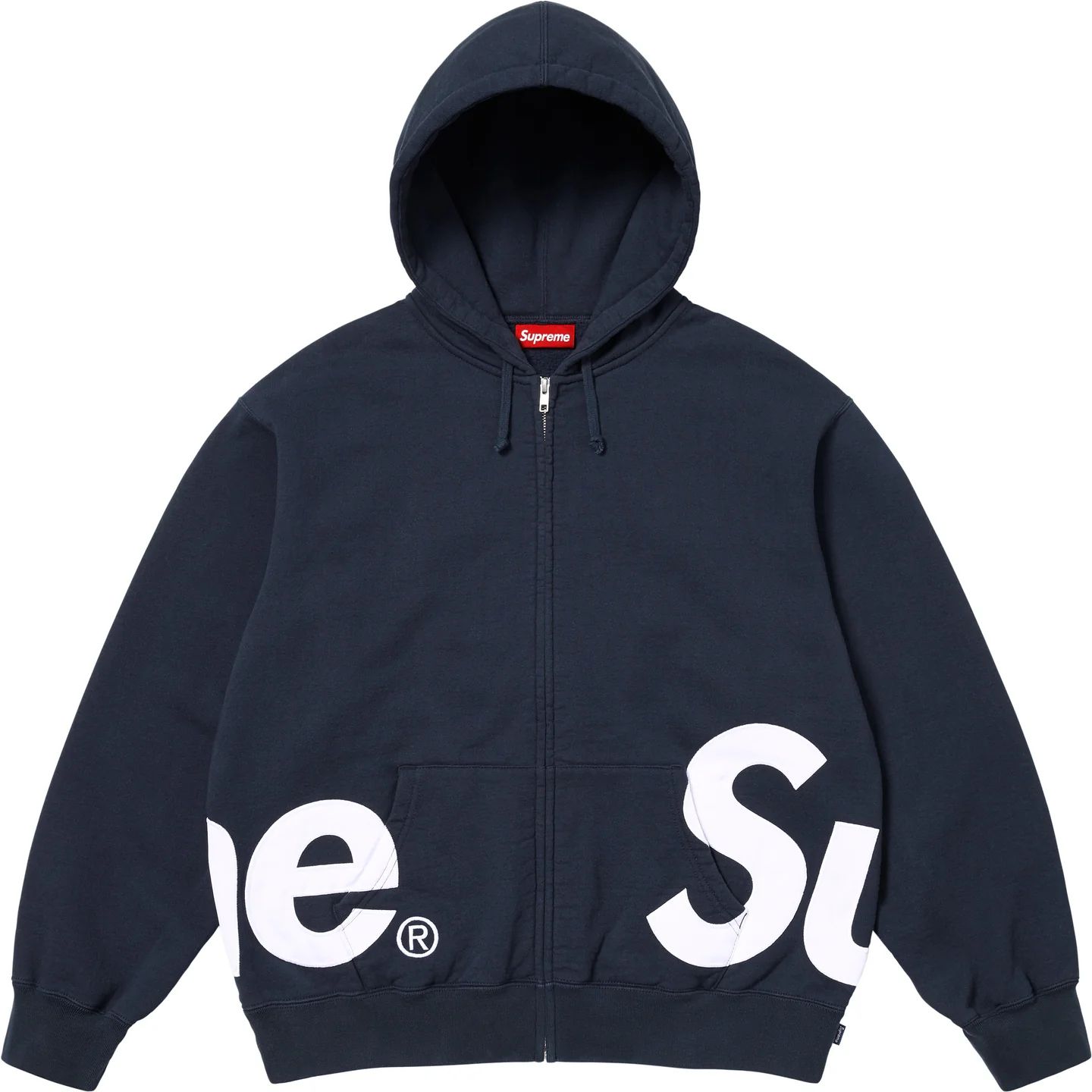 Supreme】Big Logo Zip Up Hooded Sweatshirt Navy - 25SS (Supreme