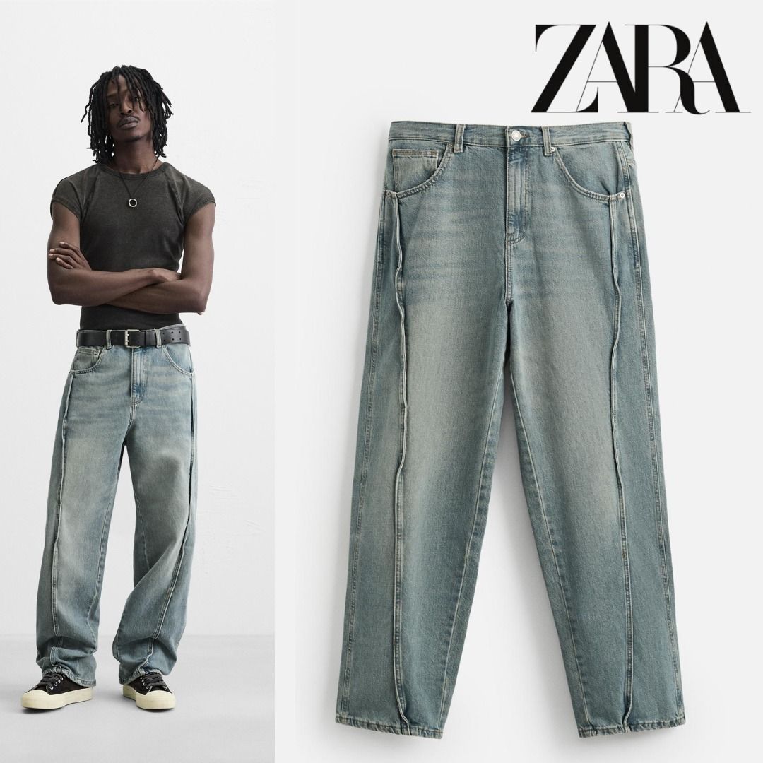 ZARA］ステッチ入りバギーフィットジーンズ (ZARA/デニム・ジーパン